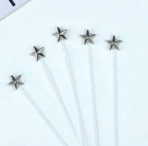 10pc Cake Topper Stars Silver
