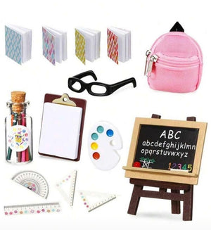 Miniture School Backpack Combo Set Cake Topper