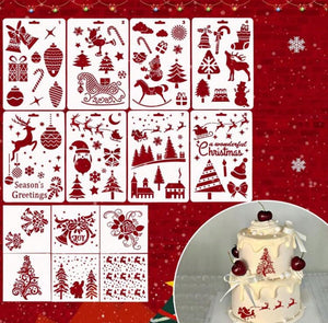 8pc Cake Decorating Stencil Christmas