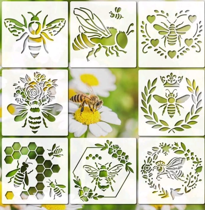 8pc Cake Decorating Stencil Honey bee