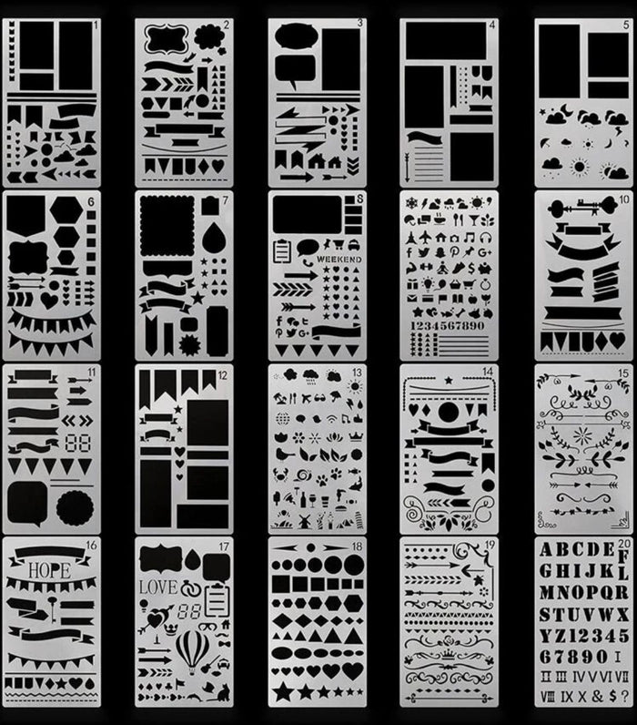 20pc Cake Decorating Stencil Geometric
