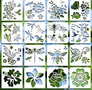 16pc Cake Decorating Stencil Bee Rose Butterfly
