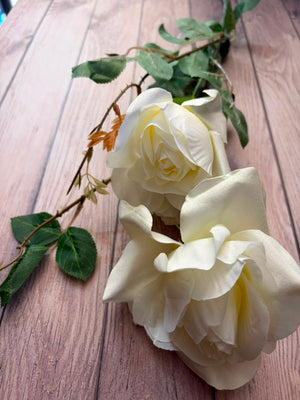 White Artificial Flower Rose Bunch