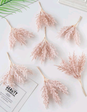 Pink Cake Topper Artificial Reeds Grass Flower