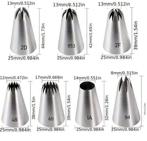 7pc Decorating Nozzles 2D 853 2F 4B 6B 1M 1A