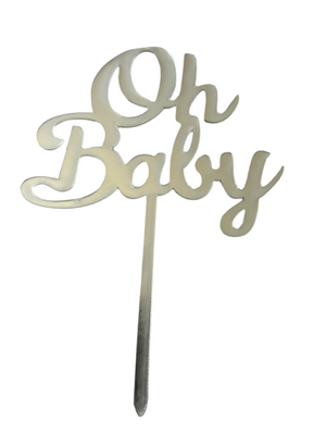 Nr419 Acrylic Cake Topper Oh Baby Silver