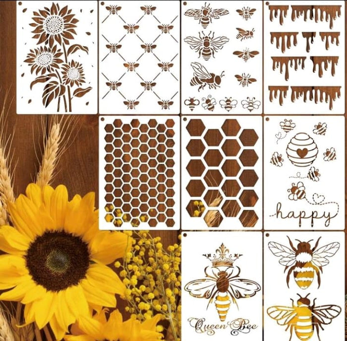 9pc Cake Decorating Stencil Honey Bee