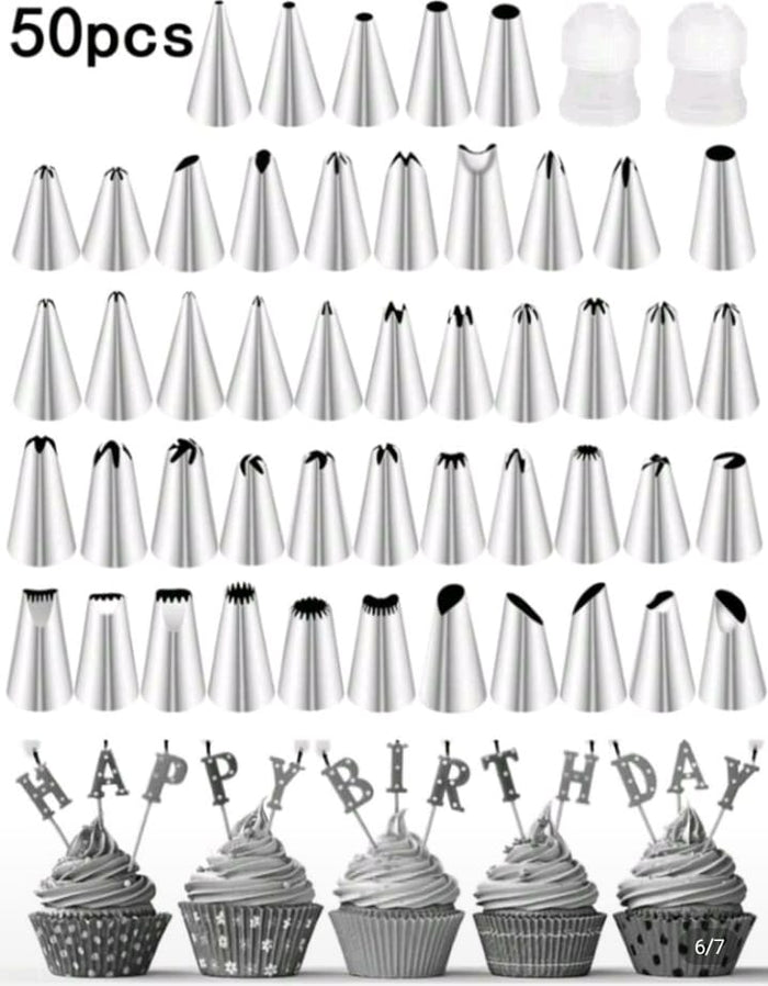 50pc Cake Decorating Nozzle Set With Coupler