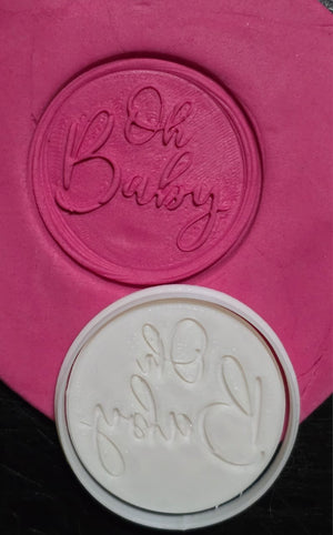 ST127 Deboss Oh Baby Cupcake Stamp