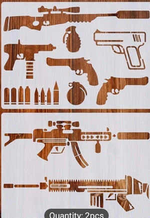 Cake decorating Stencil Army Gun