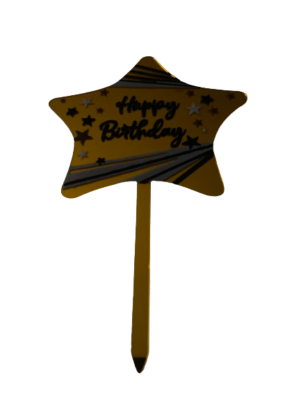 Nr168 Acrylic Cake Topper Happy Birthday Black & Gold