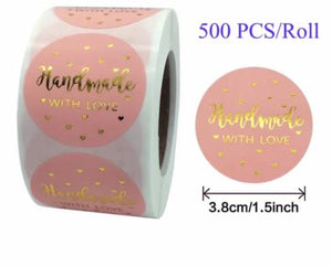 500pc Handmade With Love Sticker Roll
