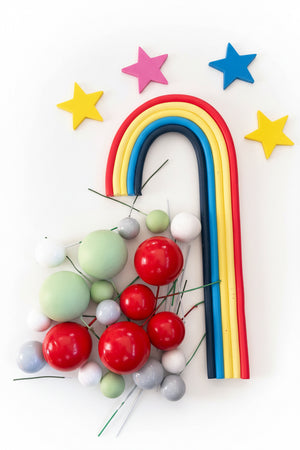 Red and Green  Faux Ball Rainbow Cake Topper