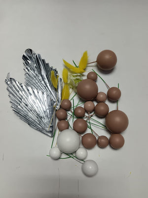 Cake Topper Polystyrene Faux Balls Nude and White