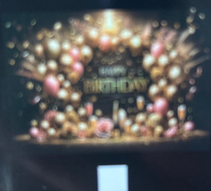 Cloth Party Backdrop 1mx1.5m Happy Birthday Gold and Pink