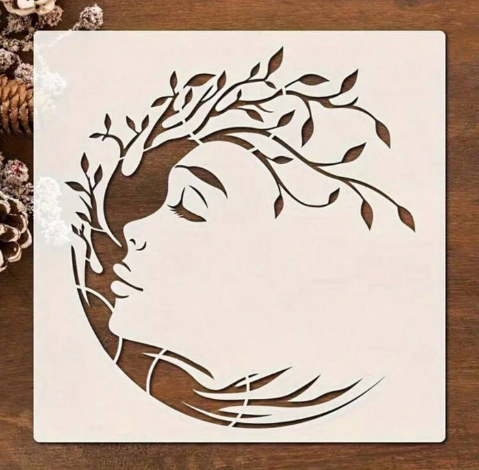 Cake Decorating Stencil Beauty Woman Face Tree