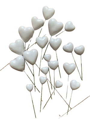 20pc Cake Topper Polystyrene Heart Faux Balls White