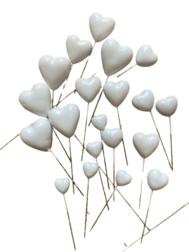 20pc Cake Topper Polystyrene Heart Faux Balls White