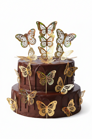 Plastic Cake Topper Gold Butterfly