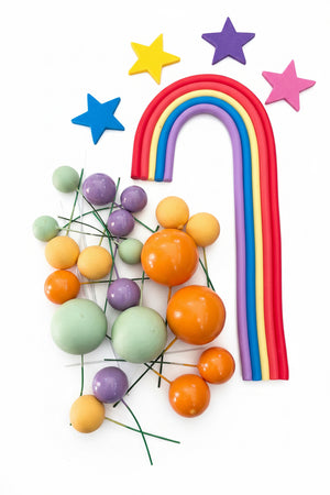 Orange and Green Faux Ball Rainbow Cake Topper