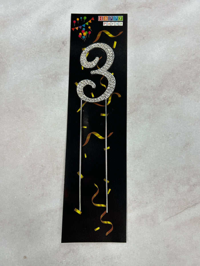 Nr3 Diamante Cake Topper Number