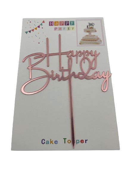 Nr390 Acrylic Cake Topper Happy Birthday Light Pink