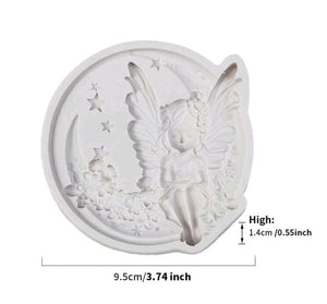 Silicone Mould Fairy Angel On Floral Moon