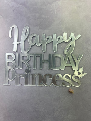 Nr423 Acrylic Cake Topper Side  Happy Birthday Silver