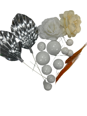 Cake Topper Palm Leaf Faux Balls
