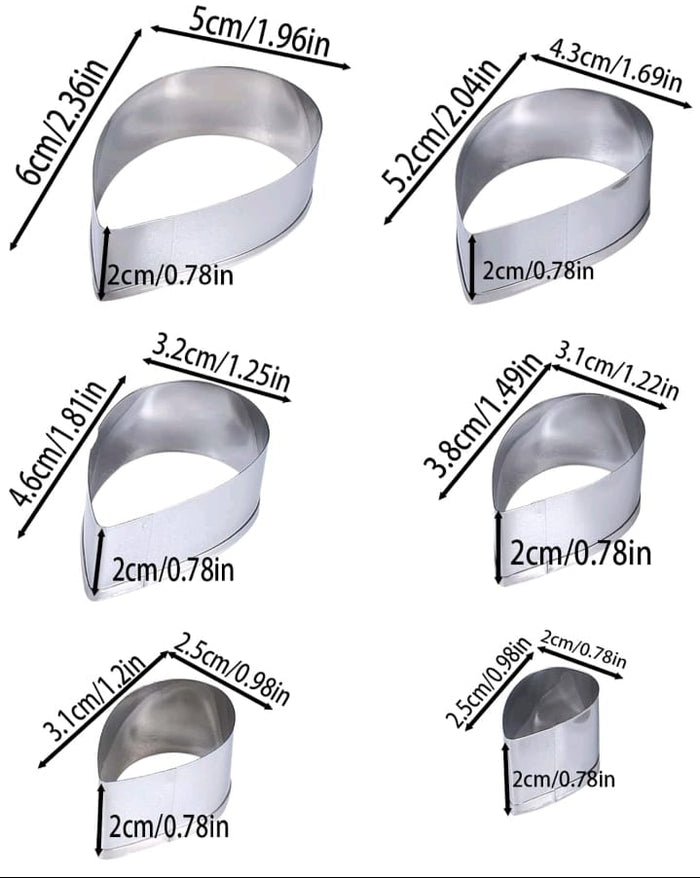 6pc Metal Cookie Cutter Rose Petal