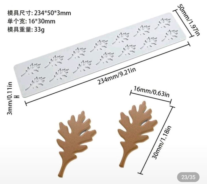 Silicone Mould Chocolate Lace Oak Leaf