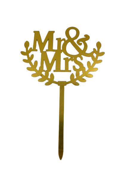 Nr409 Acrylic Cake Topper Mr & Mrs Gold