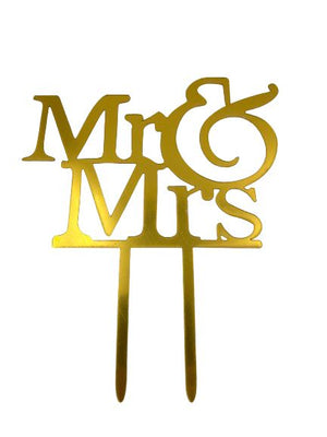 Nr408 Acrylic Cake Topper Mr & Mrs Gold