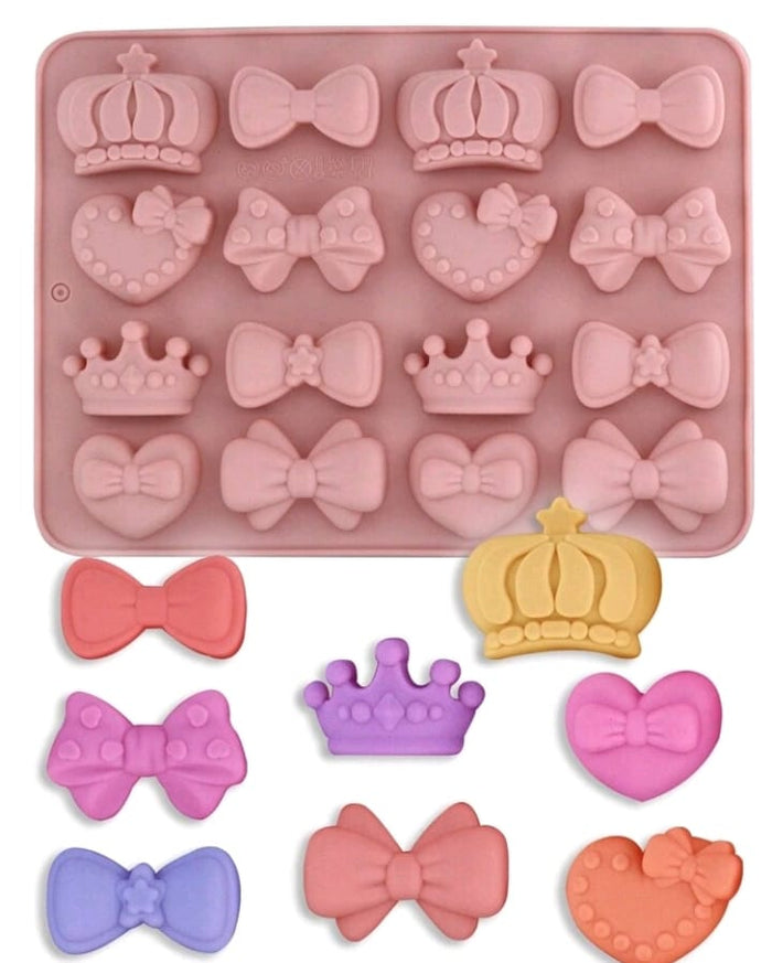 Silicone Mould Chocolate Crown Bow and Heart