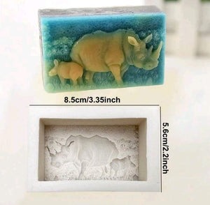 Silicone Mould Soap Rhino and Baby Rhino
