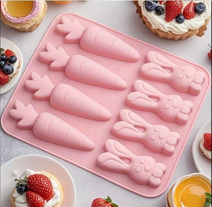 Silicone Mould Easter Bunny and Carrots Chocolate