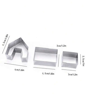 3D Christmas Ginger House Metal Cookie Cutter Set Mini