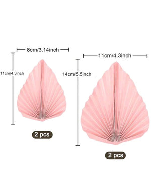 4pc Cake Topper Paper Palm Leaf Pink