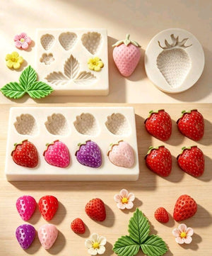 Silicone Mould 3pc Strawberries