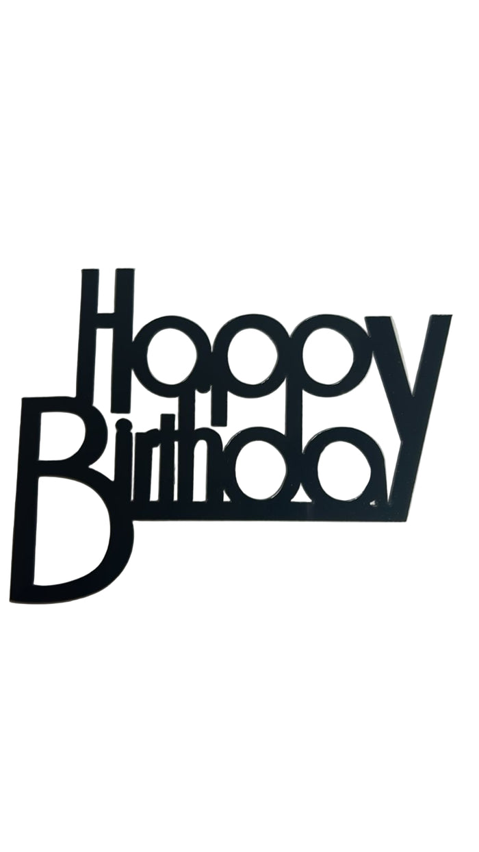 Nr465 Birthday Acrylic Cake Topper Black