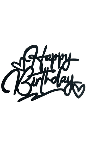 Nr466 Birthday Acrylic Cake Topper Black