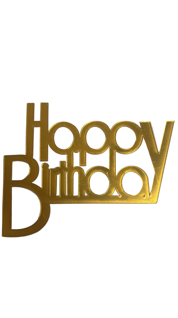 Nr467 Birthday Acrylic Cake Topper Gold