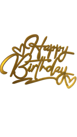 Nr468 Birthday Acrylic Cake Topper Gold
