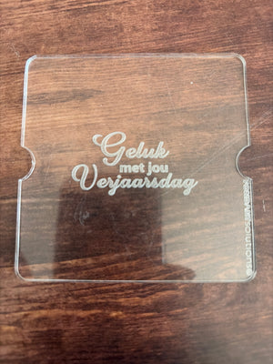 Pre loved impression tile 8x8cm verjaarsdag