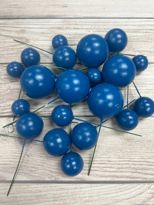 Cake Topper Polystyrene Faux Balls Royal Blue 20pcs