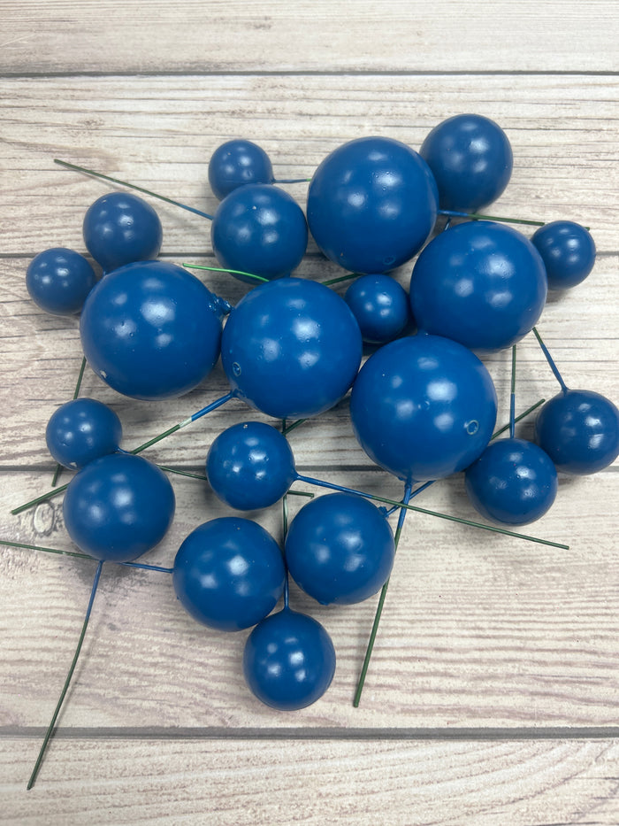 Cake Topper Polystyrene Faux Balls Royal Blue 20pcs