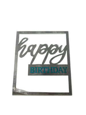 Nr146 Acrylic Cake Topper Happy Birthday Silver