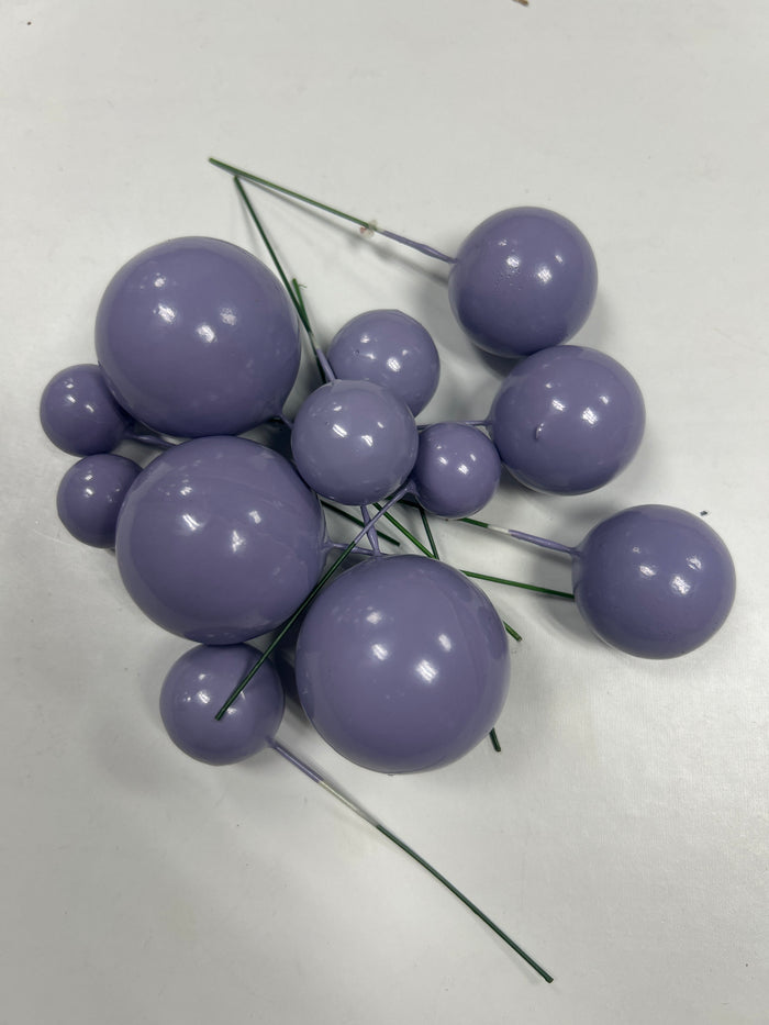 12pc Lavender Cake Topper Polystyrene Faux Balls