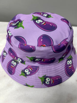 Unisex fun bucket hat egg plant