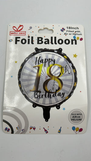 18" Helium Number Happy  Birthday Balloon